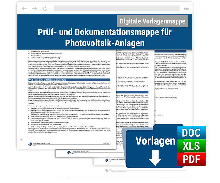 Prüf- und Dokumentationsmappe für Photovoltaik-Anlagen